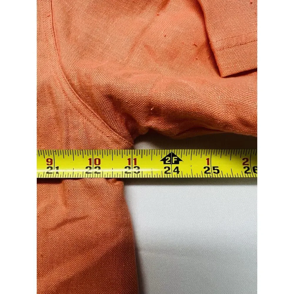 Vintage Studio JPR Womens 100% Linen Short Sleeve Button Down Shirt Coral Size L - Picture 4 of 9